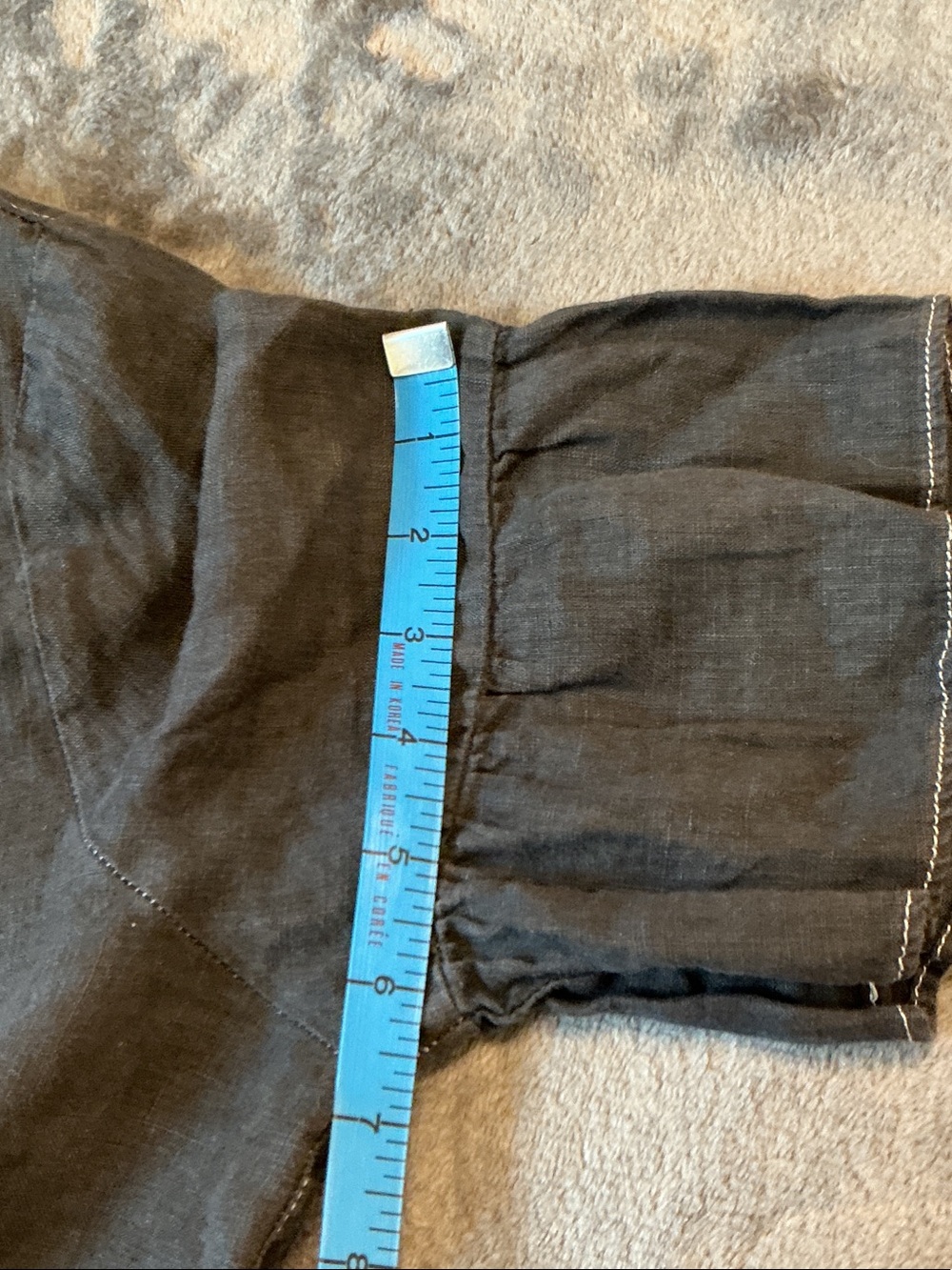 Lord & Taylor Black Button-Front 100% Linen Blouse - Picture 7 of 11
